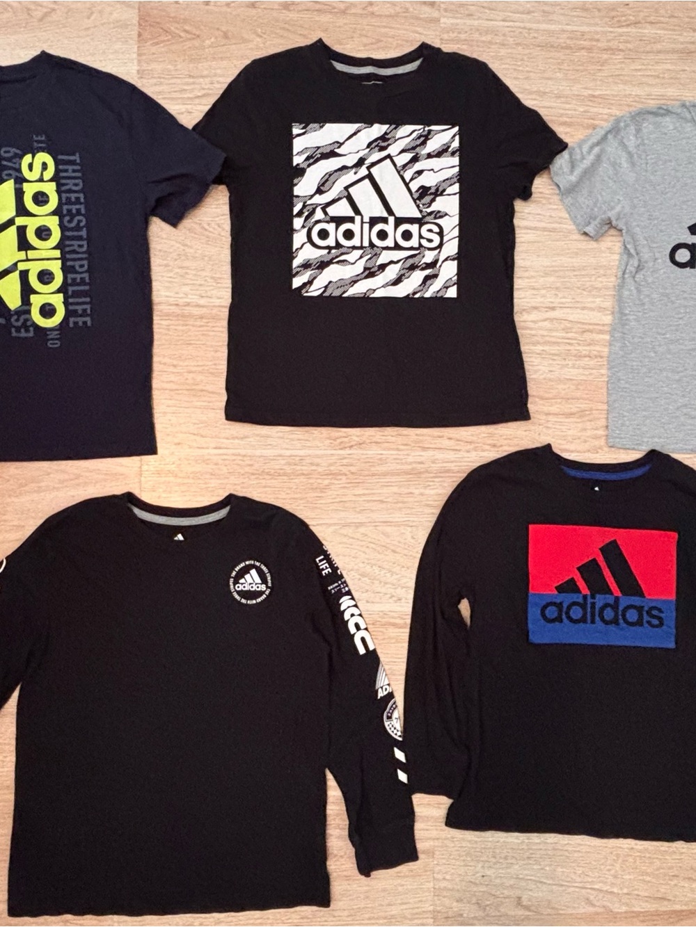 Adidas t-shirts & long sleeve shirts- youth small bundle